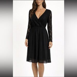 ASOS Curve Black Lace Long Sleeve Dress